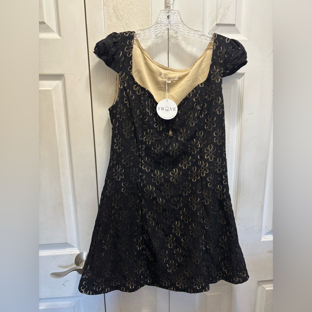 Trouve woman’s Dress with Black and Gold Floral Pattern